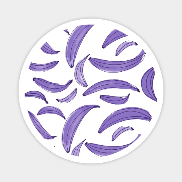 Watercolor bananas - purple Magnet by wackapacka